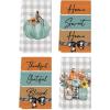 Artoid Mode Green Pumpkin Vase Bowknot Flowers Fall Kitchen Towels Dish Towels, 18×26 Inch Seasonal Decoration Hand Towels Set of 4(Blue)