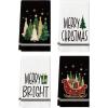 Artoid Mode Green Sleigh Star Xmas Tree Merry Christmas Kitchen Towels Dish Towels, 18×26 Inch Farmhouse Holiday Winter Decoration Cleaning Set of 4(Black)