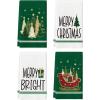 Artoid Mode Green Sleigh Star Xmas Tree Merry Christmas Kitchen Towels Dish Towels, 18×26 Inch Farmhouse Holiday Winter Decoration Cleaning Set of 4(Green)