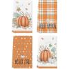 Artoid Mode Orange Watercolor Stripes Hello Pumpkin Fall Kitchen Towels Dish Towels, 18×26 Inch Leaves Decoration Hand Towels Set of 4(Orange)