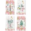 Artoid Mode Pink Nutcrackers Tree Holly Jolly Merry Christmas Kitchen Towels Dish Towels, 18×26 Inch Seasonal Winter Xmas Decoration Hand Towels Set of 4(Pink)