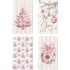 Artoid Mode Red Porcelain Ornaments Xmas Tree Christmas Kitchen Towels Dish Towels, 18×26 Inch Farmhouse Holiday Winter Decoration Cleaning Set of 4(Pink)