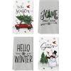 Artoid Mode Snowman Truck Xmas Tree Christmas Kitchen Towels Dish Towels, 18×26 Inch Farmhouse Holiday Bird Winter Decoration Cleaning Set of 4
