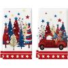 Artoid Mode Stripes Star Tree Truck 4th of July Kitchen Towels Dish Towels, 18×26 Inch Independence Day Decoration Cleaning Set of 2