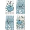 Artoid Mode Wood Polka Dot Orange Pumpkin Fall Kitchen Towels Dish Towels, 18×26 Inch Farmhouse Eucalyptus Leaves Decoration Hand Towels Set of 4(Aqua/Beige)