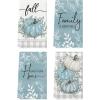 Artoid Mode Wood Polka Dot Orange Pumpkin Fall Kitchen Towels Dish Towels, 18×26 Inch Farmhouse Eucalyptus Leaves Decoration Hand Towels Set of 4(Blue)