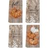 Artoid Mode Wood Polka Dot Orange Pumpkin Fall Kitchen Towels Dish Towels, 18×26 Inch Farmhouse Eucalyptus Leaves Decoration Hand Towels Set of 4(Wood/Orange)