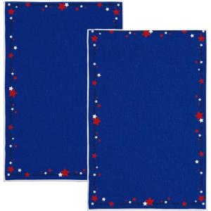 Artoid Mode Blue Star-Shaped Border 4th of July Kitchen Towels Dish Towels, 18×26 Inch Independence Day Decoration Cleaning Set of 2(Blue)