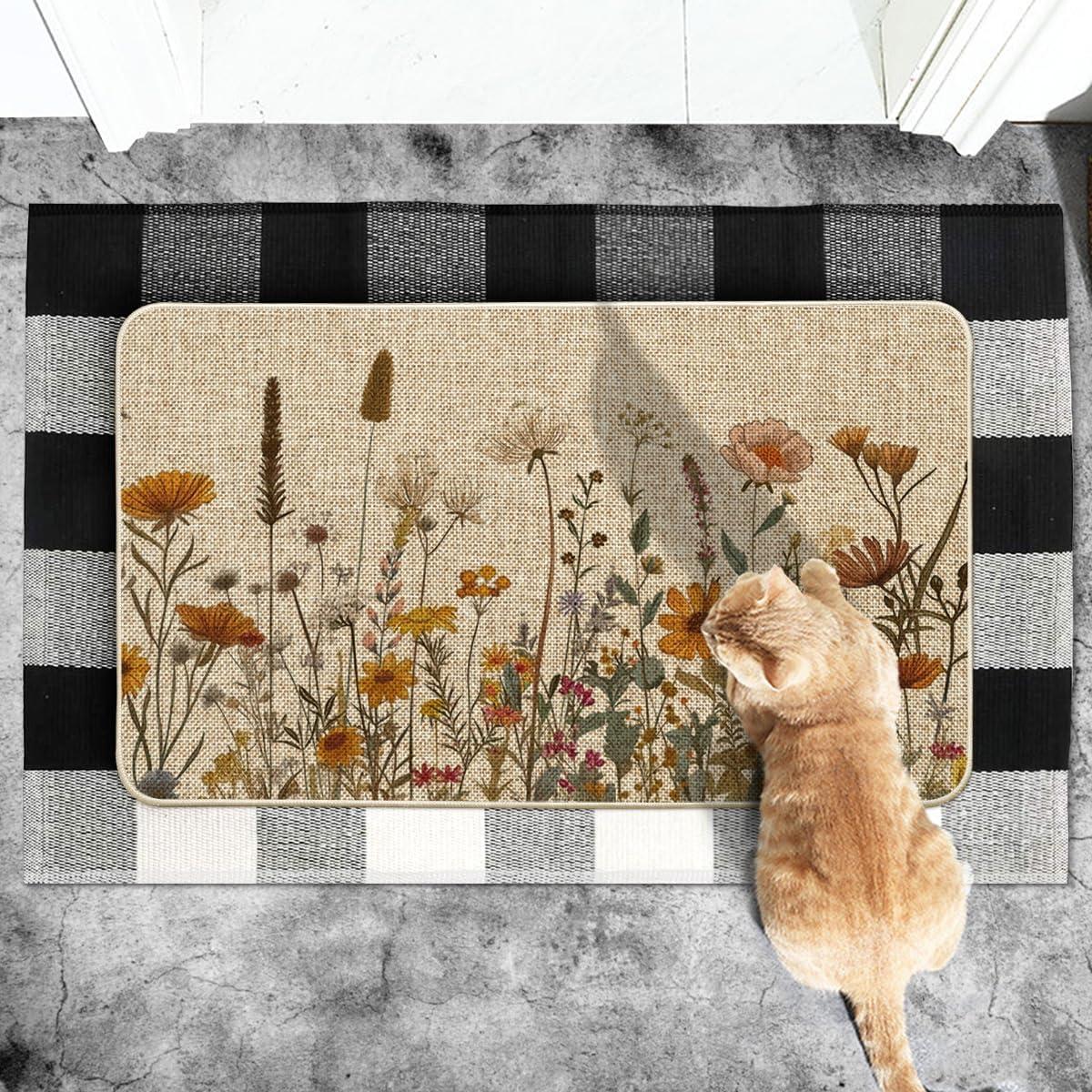 image:imageArtoid Mode Flowers and Grass Fall DoormatAutumn Home Decor LowProfile Switch Rug Door Mat Floor Mat for Indoor Outdoor 17x29 Inch