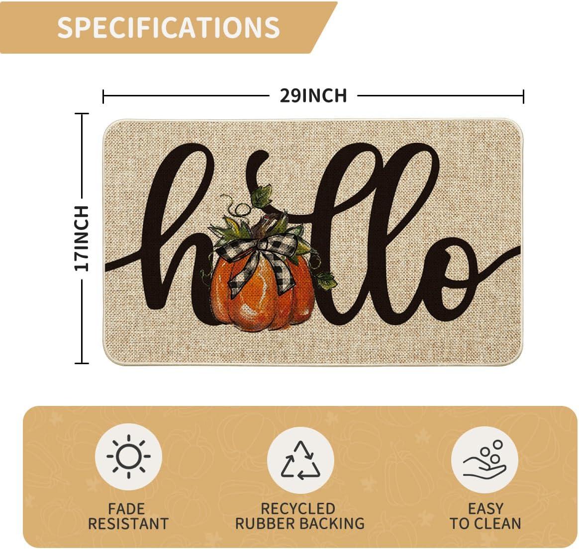 image:imageArtoid Mode Hello Pumpkin Fall Doormat Autumn Home Decor LowProfile Switch Rug Door Mat Floor Mat for Indoor Outdoor 17x29 InchBeige