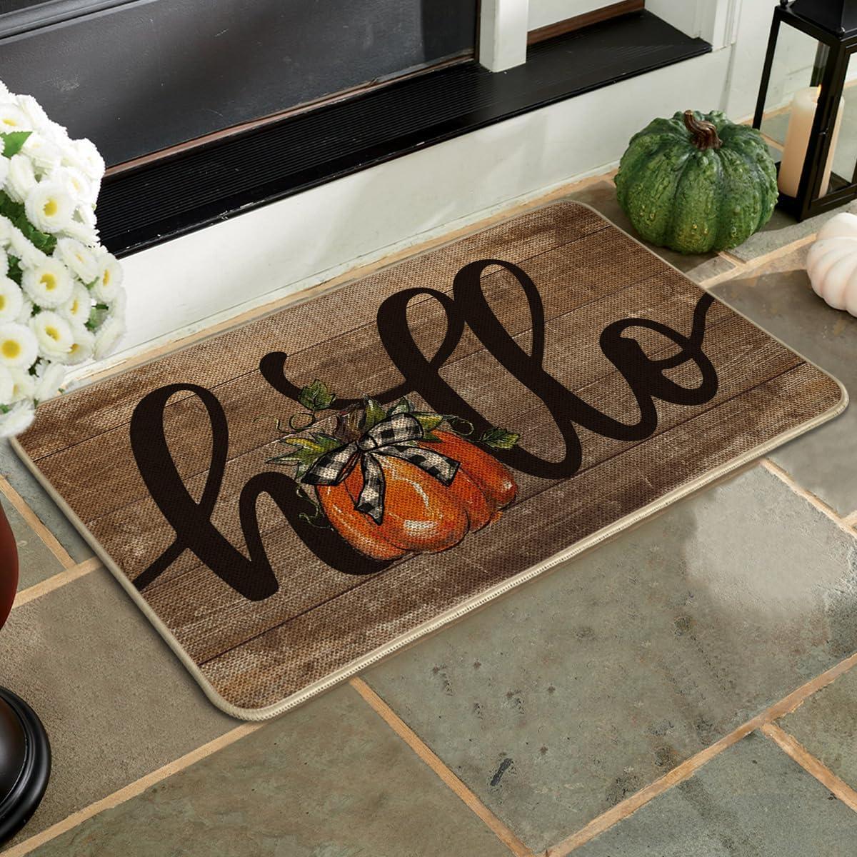 image:imageArtoid Mode Hello Pumpkin Fall Doormat Autumn Home Decor LowProfile Switch Rug Door Mat Floor Mat for Indoor Outdoor 17x29 InchBrown