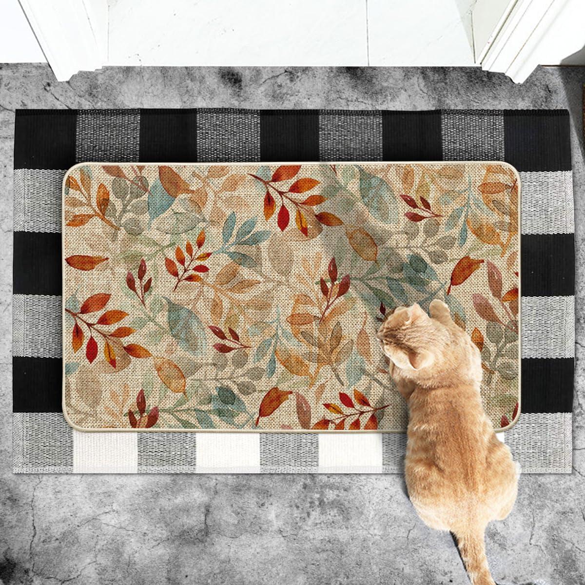 image:imageArtoid Mode Leaves Eucalyptus Fall Doormat Autumn Home Decor LowProfile Switch Rug Door Mat Floor Mat for Indoor Outdoor 17x29 InchBeige