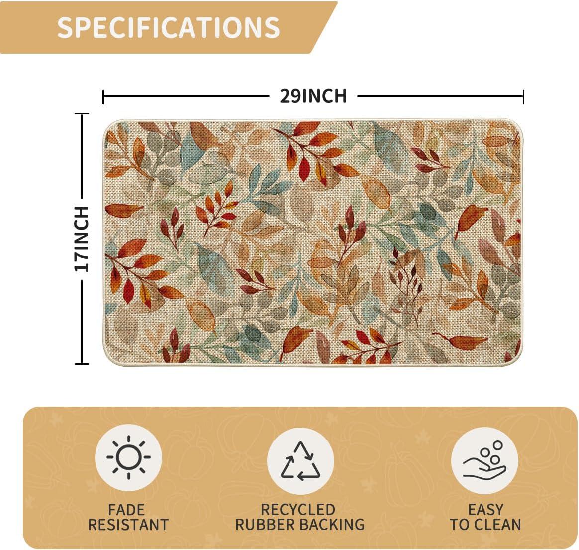 image:imageArtoid Mode Leaves Eucalyptus Fall Doormat Autumn Home Decor LowProfile Switch Rug Door Mat Floor Mat for Indoor Outdoor 17x29 InchBeige