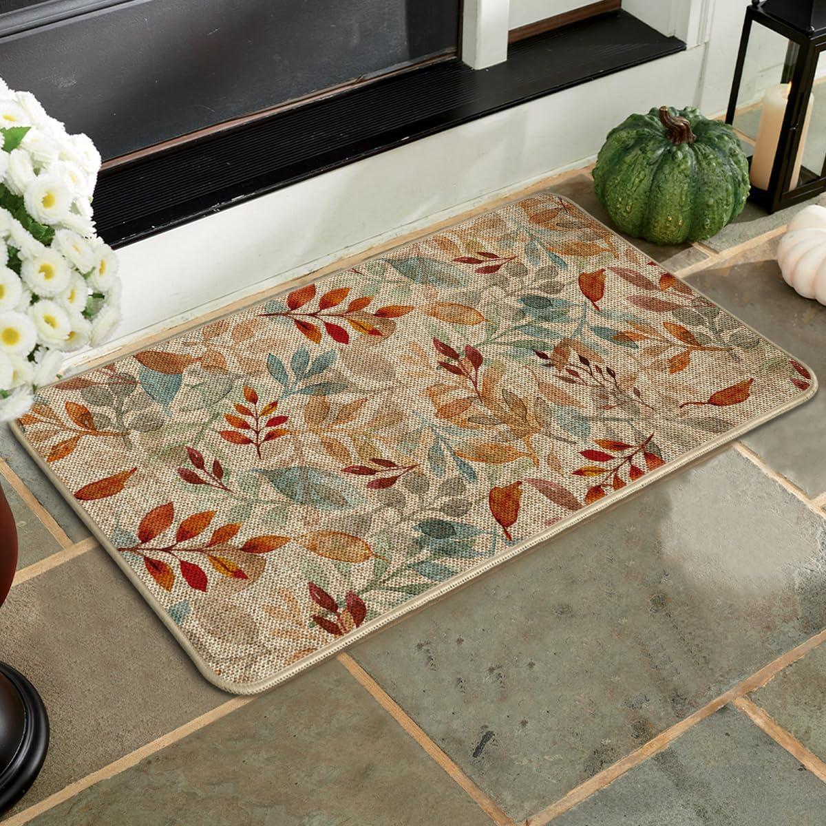 image:imageArtoid Mode Leaves Eucalyptus Fall Doormat Autumn Home Decor LowProfile Switch Rug Door Mat Floor Mat for Indoor Outdoor 17x29 InchBeige