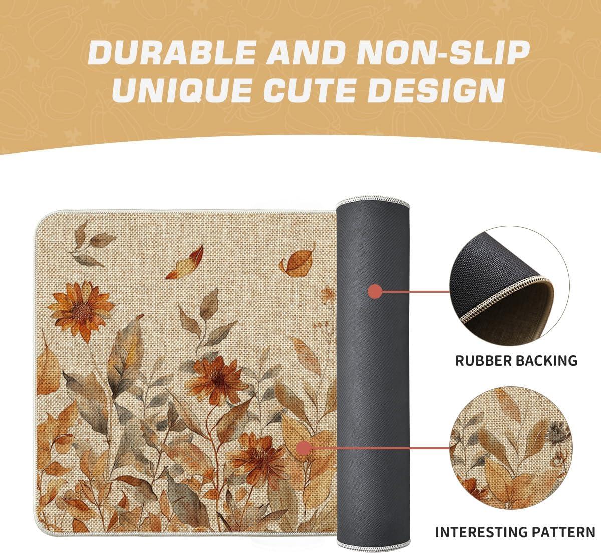 image:imageArtoid Mode Leaves and Flowers Fall DoormatAutumn Home Decor LowProfile Switch Rug Door Mat Floor Mat for Indoor Outdoor 17x29 Inch