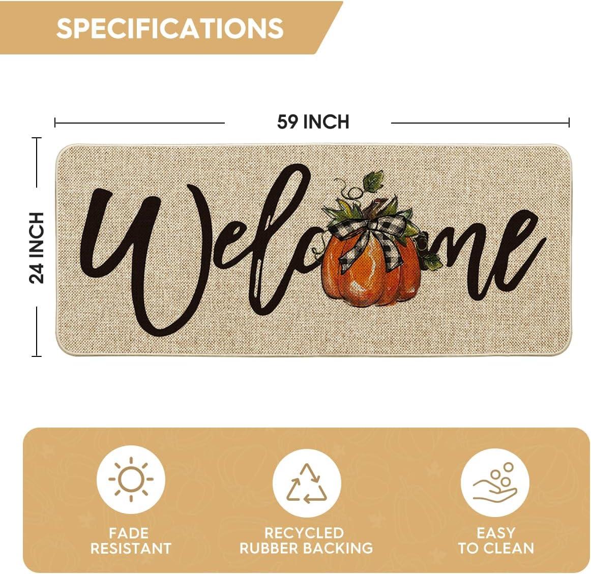image:imageArtoid Mode Orange Pumpkin Fall Welcome Doormat Autumn Home Decor LowProfile Switch Rug Door Mat Floor Mat for Indoor Outdoor 17x29 InchBeige