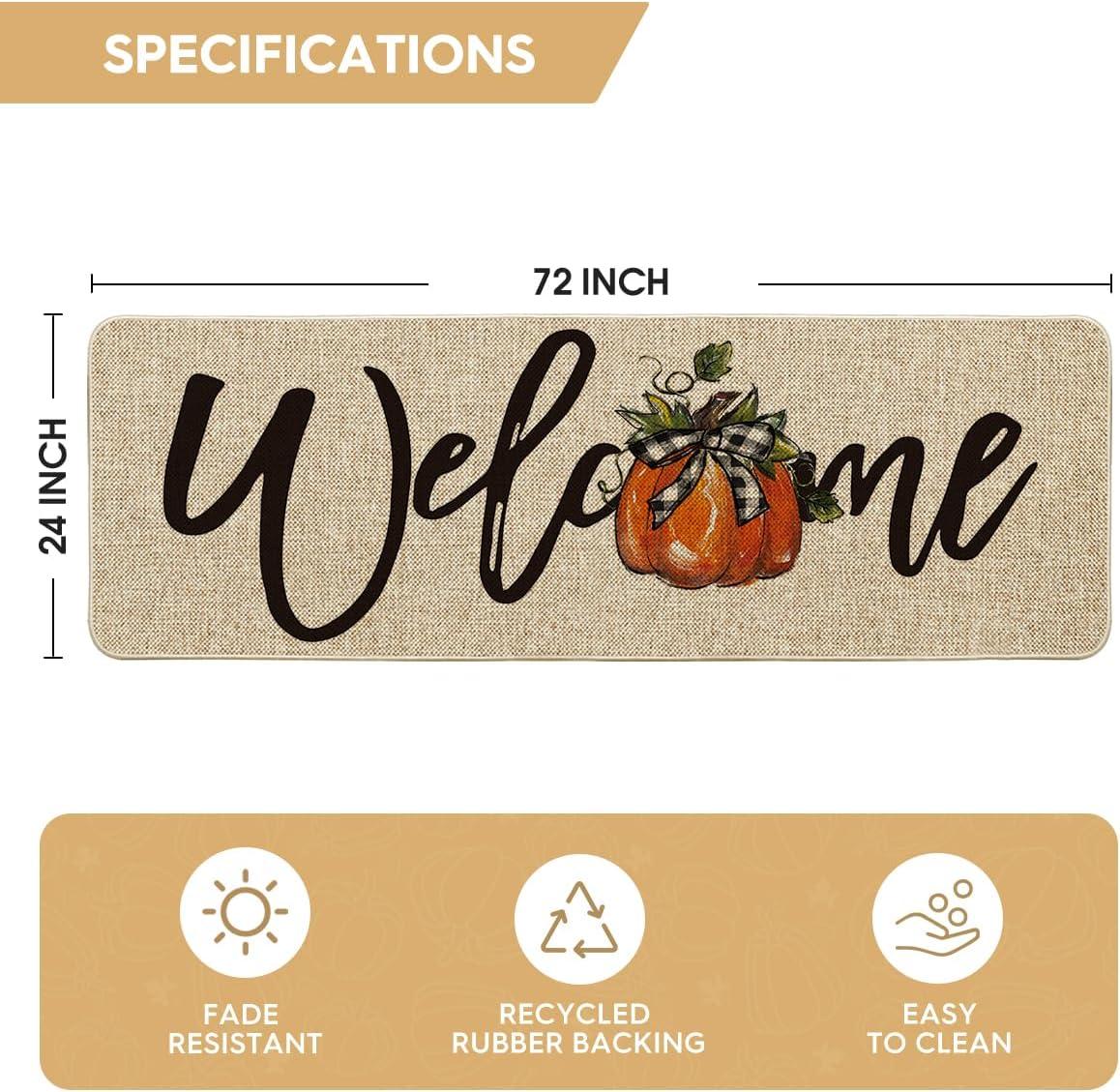 image:imageArtoid Mode Orange Pumpkin Fall Welcome Doormat Autumn Home Decor LowProfile Switch Rug Door Mat Floor Mat for Indoor Outdoor 17x29 InchBeige