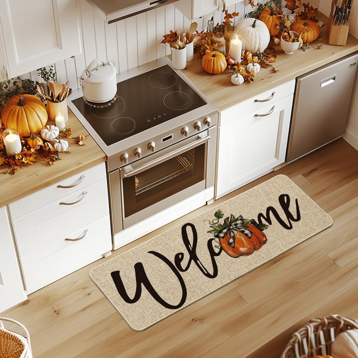 image:imageArtoid Mode Orange Pumpkin Fall Welcome Doormat Autumn Home Decor LowProfile Switch Rug Door Mat Floor Mat for Indoor Outdoor 17x29 InchBeige