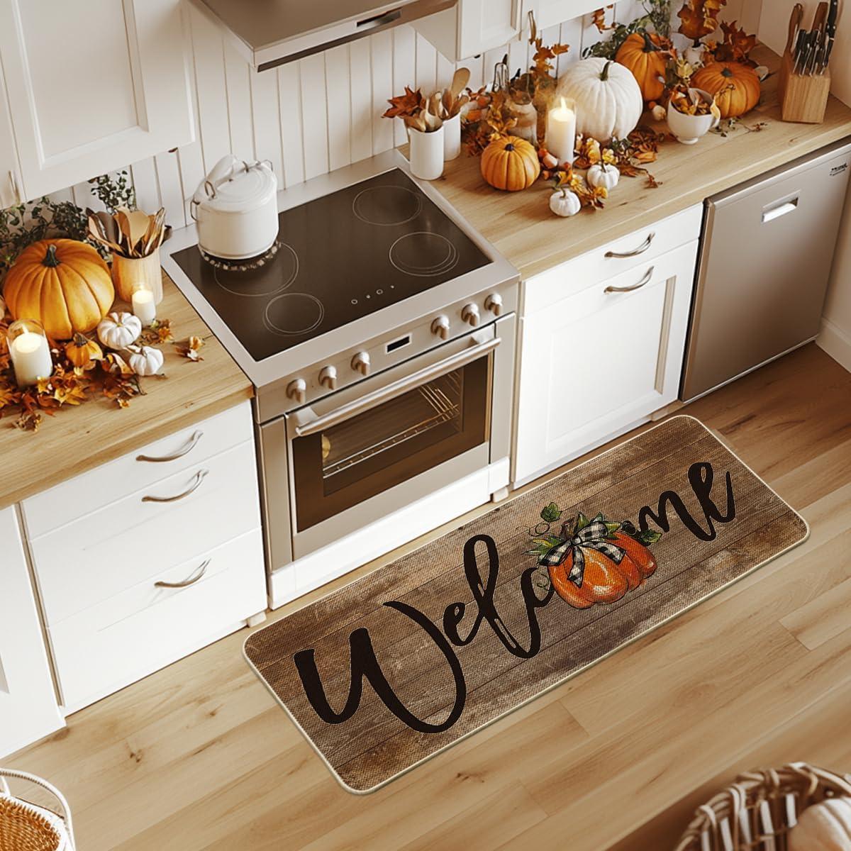 image:imageArtoid Mode Orange Pumpkin Fall Welcome Doormat Autumn Home Decor LowProfile Switch Rug Door Mat Floor Mat for Indoor Outdoor 17x29 InchBrown