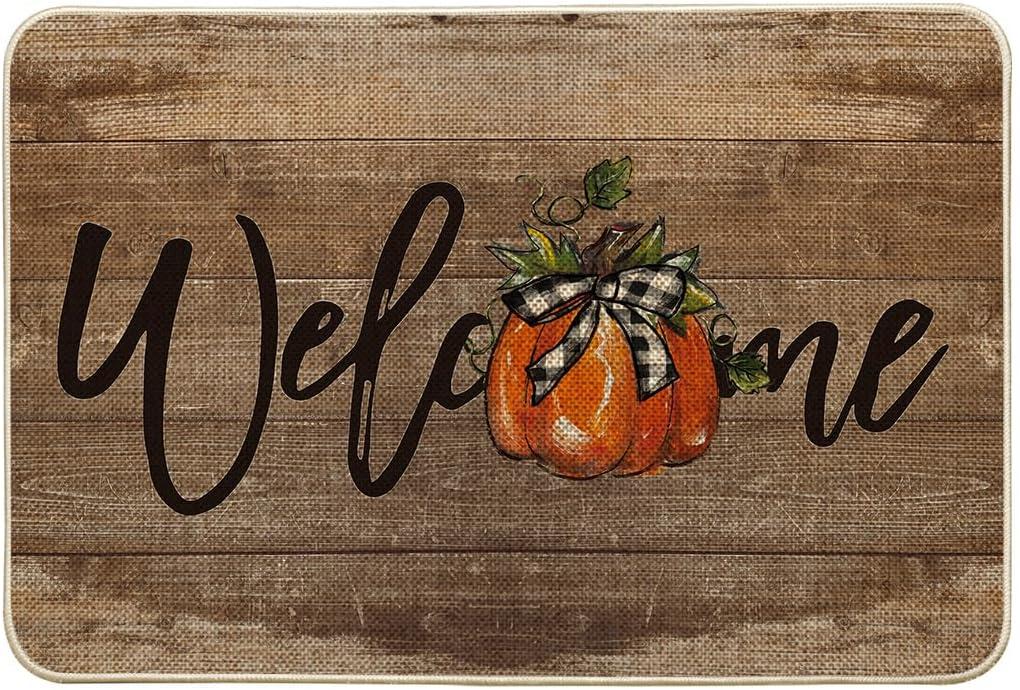 image:imageArtoid Mode Orange Pumpkin Fall Welcome Doormat Autumn Home Decor LowProfile Switch Rug Door Mat Floor Mat for Indoor Outdoor 17x29 InchBrown