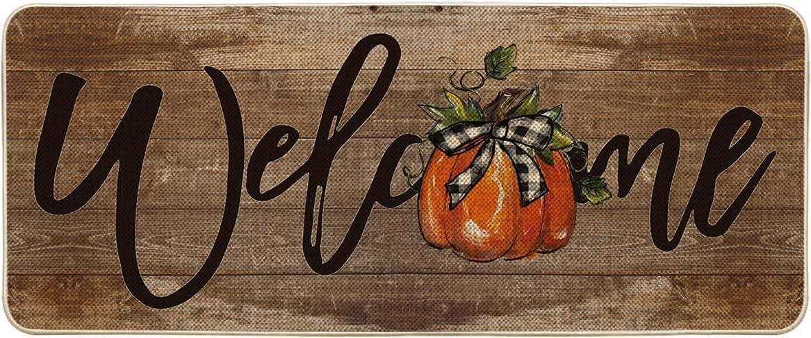 image:imageArtoid Mode Orange Pumpkin Fall Welcome Doormat Autumn Home Decor LowProfile Switch Rug Door Mat Floor Mat for Indoor Outdoor 17x29 InchBrown
