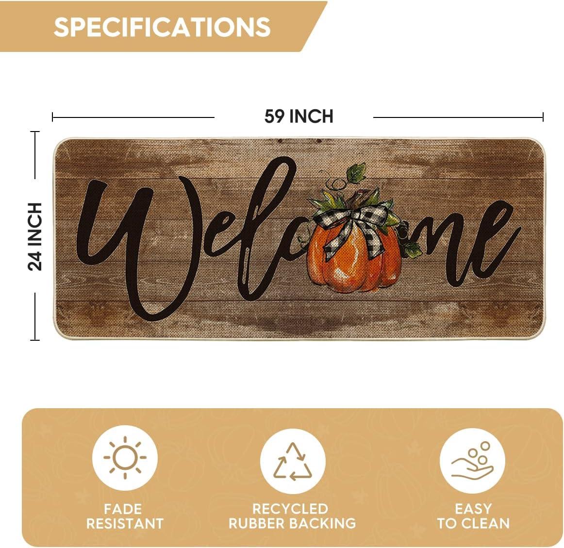 image:imageArtoid Mode Orange Pumpkin Fall Welcome Doormat Autumn Home Decor LowProfile Switch Rug Door Mat Floor Mat for Indoor Outdoor 17x29 InchBrown