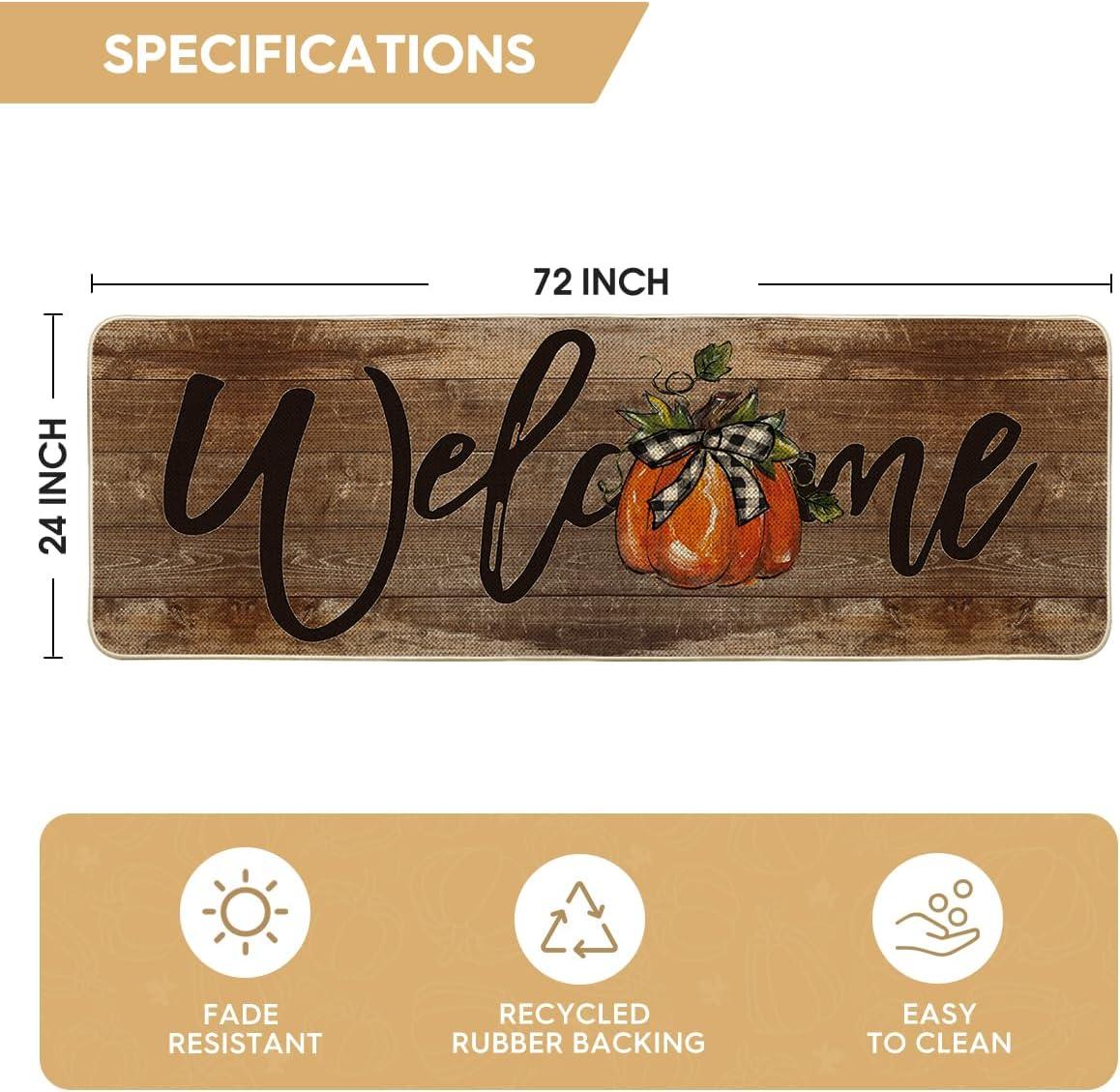 image:imageArtoid Mode Orange Pumpkin Fall Welcome Doormat Autumn Home Decor LowProfile Switch Rug Door Mat Floor Mat for Indoor Outdoor 17x29 InchBrown