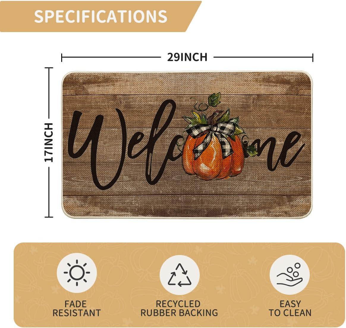 image:imageArtoid Mode Orange Pumpkin Fall Welcome Doormat Autumn Home Decor LowProfile Switch Rug Door Mat Floor Mat for Indoor Outdoor 17x29 InchBrown