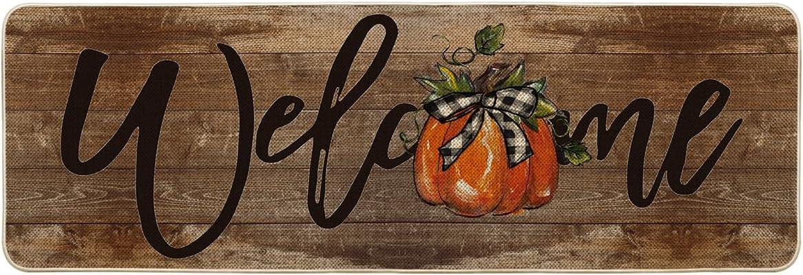 image:imageArtoid Mode Orange Pumpkin Fall Welcome Doormat Autumn Home Decor LowProfile Switch Rug Door Mat Floor Mat for Indoor Outdoor 17x29 InchBrown
