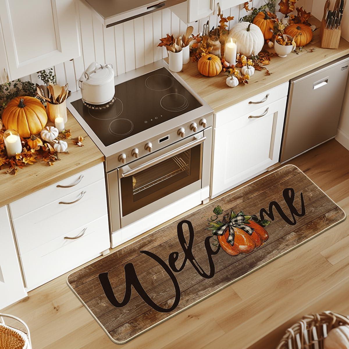 image:imageArtoid Mode Orange Pumpkin Fall Welcome Doormat Autumn Home Decor LowProfile Switch Rug Door Mat Floor Mat for Indoor Outdoor 17x29 InchBrown