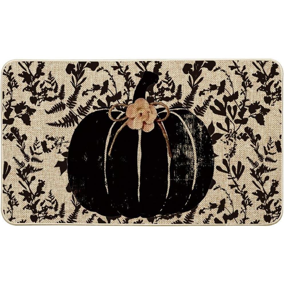 image:imageArtoid Mode Black Pumpkin Maple Leaves Fall Doormat Autumn Home Decor LowProfile Door Mat Switch Rug Floor Mat for Indoor Outdoor 17x29 Inch