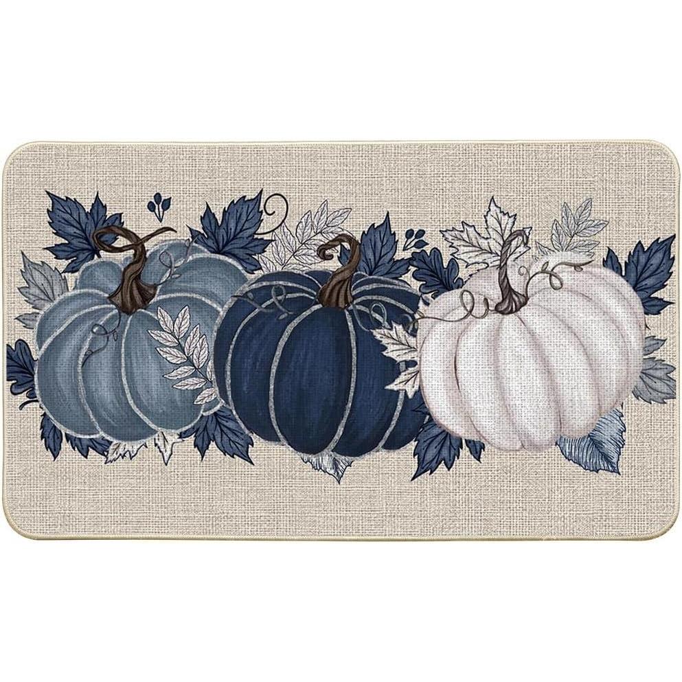 image:imageArtoid Mode Blue Maple Leaves Pumpkin Fall Doormat Autumn Home Decor LowProfile Door Mat Switch Rug Floor Mat for Indoor Outdoor 17x29 InchBlue