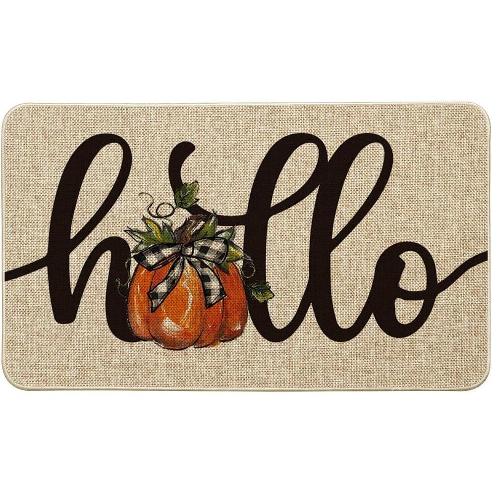 image:imageArtoid Mode Hello Pumpkin Fall Doormat Autumn Home Decor LowProfile Switch Rug Door Mat Floor Mat for Indoor Outdoor 17x29 InchBeige