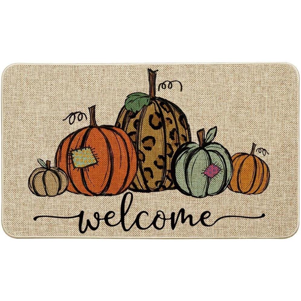 image:imageArtoid Mode Pumpkin Welcome Decorative Doormat Fall Thanksgiving Rustic Yard Floor Mat Switch Mat for Indoor Outdoor 17 x 29 Inch