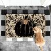 Artoid Mode Black Pumpkin Maple Leaves Fall Doormat, Autumn Home Decor Low-Profile Door Mat Switch Rug Floor Mat for Indoor Outdoor 17×29 Inch