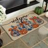 Artoid Mode Blue Pumpkin Welcome Fall Doormat, Autumn Home Decor Low-Profile Door Mat Switch Rug Floor Mat for Indoor Outdoor 17×29 Inch