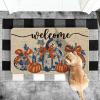 Artoid Mode Blue Pumpkin Welcome Fall Doormat, Autumn Home Decor Low-Profile Door Mat Switch Rug Floor Mat for Indoor Outdoor 17×29 Inch