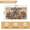 Artoid Mode Blue Pumpkin Welcome Fall Doormat, Autumn Home Decor Low-Profile Door Mat Switch Rug Floor Mat for Indoor Outdoor 17×29 Inch