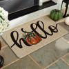 Artoid Mode Hello Pumpkin Fall Doormat, Autumn Home Decor Low-Profile Switch Rug Door Mat Floor Mat for Indoor Outdoor 17×29 Inch(Beige)