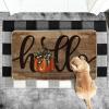 Artoid Mode Hello Pumpkin Fall Doormat, Autumn Home Decor Low-Profile Switch Rug Door Mat Floor Mat for Indoor Outdoor 17×29 Inch(Brown)