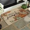 Artoid Mode Hello Pumpkin Maple Leaves Fall Doormat, Autumn Home Decor Low-Profile Door Mat Switch Rug Floor Mat for Indoor Outdoor 17×29 Inch