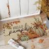 Artoid Mode Hello Pumpkin Maple Leaves Fall Doormat, Autumn Home Decor Low-Profile Door Mat Switch Rug Floor Mat for Indoor Outdoor 17×29 Inch