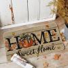 Artoid Mode Home Sweet Home Pumpkin Fall Doormat, Autumn Maple Leaves Home Decor Low-Profile Switch Rug Door Mat for Indoor Outdoor 17×29 Inch(Beige)