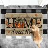 Artoid Mode Home Sweet Home Pumpkin Fall Doormat, Autumn Maple Leaves Home Decor Low-Profile Switch Rug Door Mat for Indoor Outdoor 17×29 Inch(Beige)