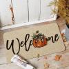 Artoid Mode Orange Pumpkin Fall Welcome Doormat, Autumn Home Decor Low-Profile Switch Rug Door Mat Floor Mat for Indoor Outdoor 17×29 Inch(Beige)