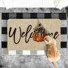 Artoid Mode Orange Pumpkin Fall Welcome Doormat, Autumn Home Decor Low-Profile Switch Rug Door Mat Floor Mat for Indoor Outdoor 17×29 Inch(Beige)