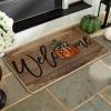 Artoid Mode Orange Pumpkin Fall Welcome Doormat, Autumn Home Decor Low-Profile Switch Rug Door Mat Floor Mat for Indoor Outdoor 17×29 Inch(Brown)