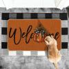 Artoid Mode Orange Pumpkin Fall Welcome Doormat, Autumn Home Decor Low-Profile Switch Rug Door Mat Floor Mat for Indoor Outdoor 17×29 Inch(Orange)