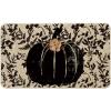 Artoid Mode Black Pumpkin Maple Leaves Fall Doormat, Autumn Home Decor Low-Profile Door Mat Switch Rug Floor Mat for Indoor Outdoor 17×29 Inch