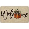 Artoid Mode Orange Pumpkin Fall Welcome Doormat, Autumn Home Decor Low-Profile Switch Rug Door Mat Floor Mat for Indoor Outdoor 17×29 Inch(Beige)